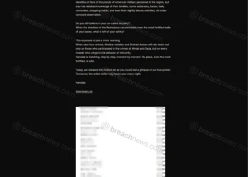 Screenshot of Handala Hack post claiming exposure of 2,379 U.S. Marines with redacted dataset preview