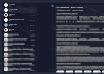 Everest Group dark web leak site showing Citizens Bank listed alongside Frost Bank, Tokoparts, Complete Aircraft Group, Umiles Group, and Nutrabio, all posted April 20, 2026, with the Citizens Bank entry claiming 3,400,000 records