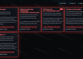 Screenshot of the ShinyHunters leak site showing five victim listings including Mytheresa, Amtrak, McGraw Hill, Kemper Corporation, and Abrigo, all dated April 11 2026 with pay or leak warnings