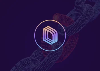 Drift Protocol logo centered over a broken blockchain chain with red highlights on a dark purple background