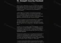 Screenshot of the Handala Hack team's post claiming control of St. Joseph County Indiana IT infrastructure, alleging 2TB of data stolen and 12TB wiped from servers