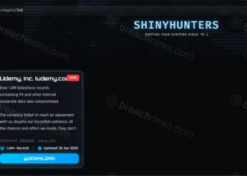 Screenshot of ShinyHunters leak site listing for Udemy claiming 1.4 million Salesforce records exposed