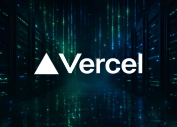 Dark server infrastructure representing the confirmed Vercel security breach disclosed April 2026 with ShinyHunters claiming responsibility on BreachForums