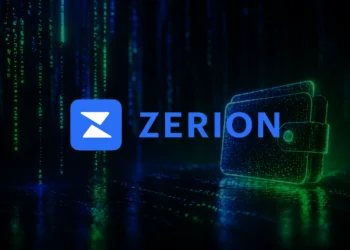 Abstract cryptocurrency wallet security graphic representing the North Korean AI-powered social engineering attack on Zerion confirmed April 2026