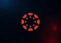 A minimal dark-themed cybersecurity background with subtle blue and red network patterns, glowing breach indicators, and abstract digital infrastructure elements, featuring the Canvas LMS logo centered.