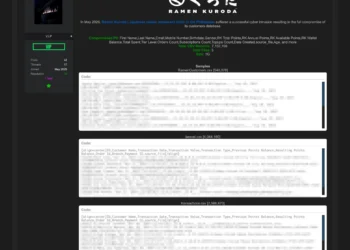 Forum post claiming Ramen Kuroda suffered a customer database breach exposing more than 7 million records, with blurred sample transaction and loyalty data allegedly tied to the restaurant chain’s customer systems.