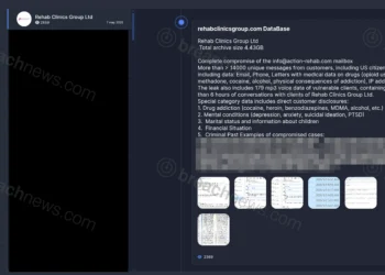 Screenshot showing an Everest ransomware leak-site listing claiming a breach of Rehab Clinics Group Ltd involving alleged exposure of addiction-treatment communications, medical disclosures, and patient data.