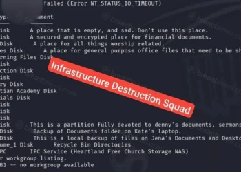 Screenshot allegedly showing internal Heartland Free Church network shares published by Infrastructure Destruction Squad.