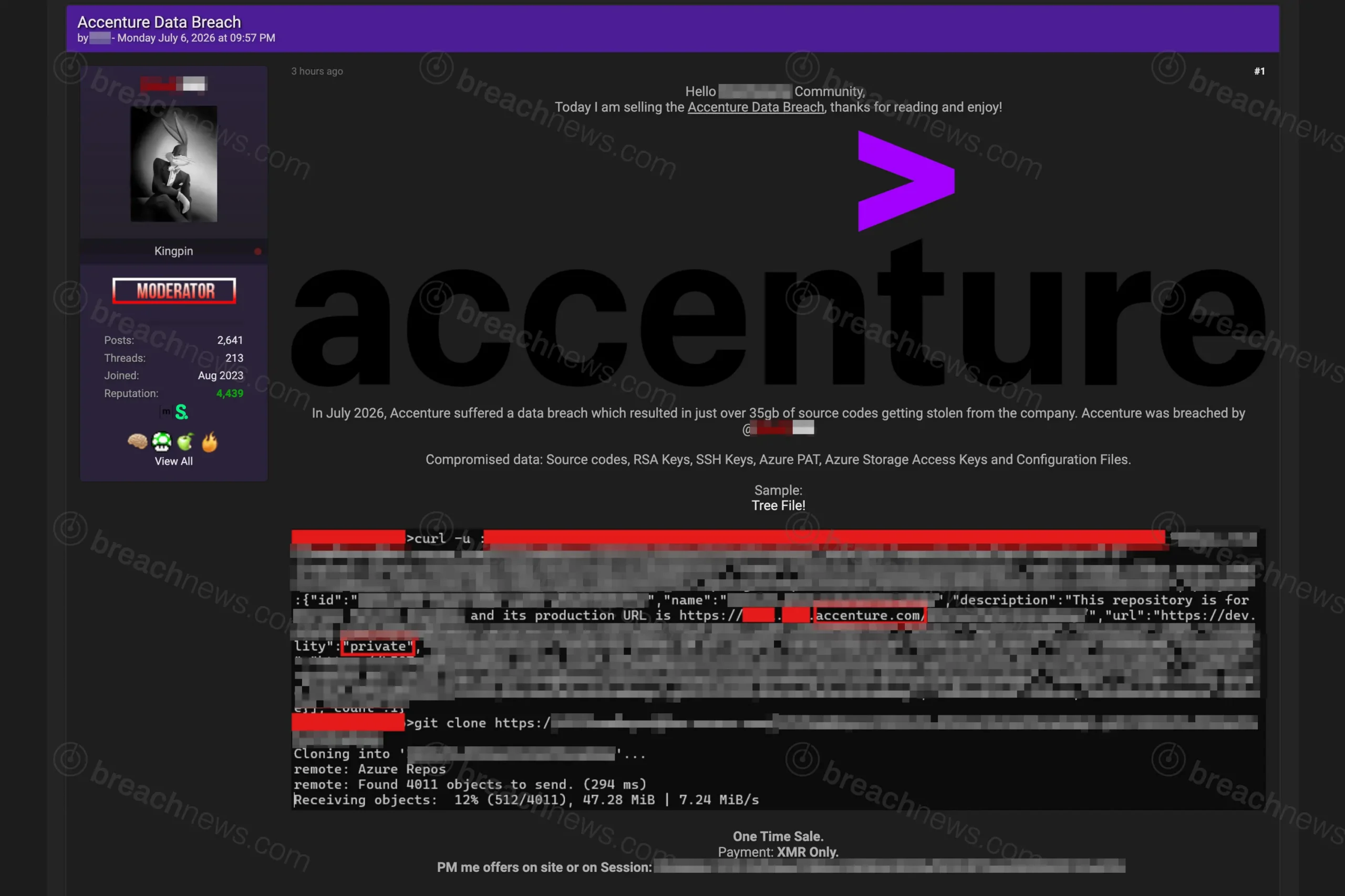 Accenture Allegedly Breached as 35GB of Source Code Stolen